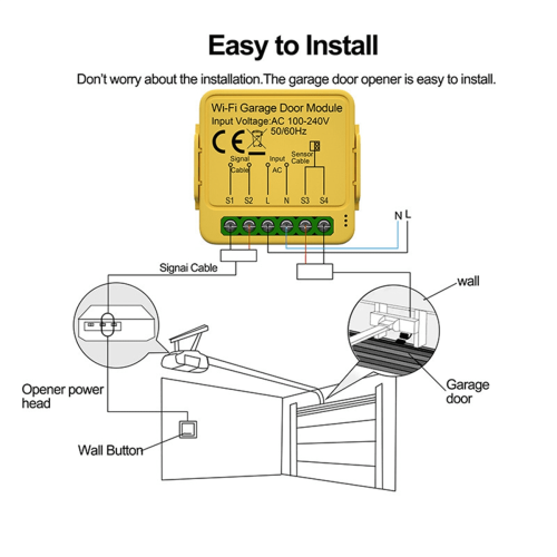 Tuya Garage Door Opener Controller Module Remote Control Switch Smart Life App Work with Home Assistant Wifi 1