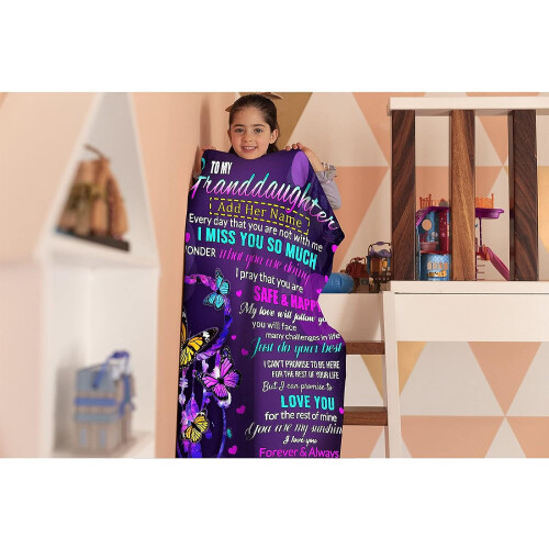Personalized Granddaughter Flannel Throw Blanket 60x80 inch 1