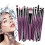 Makeup Brush Kit Purple Plastic 15Pcs Pearlescent Wooden Handle 6