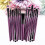 Makeup Brush Kit Purple Plastic 15Pcs Pearlescent Wooden Handle 8