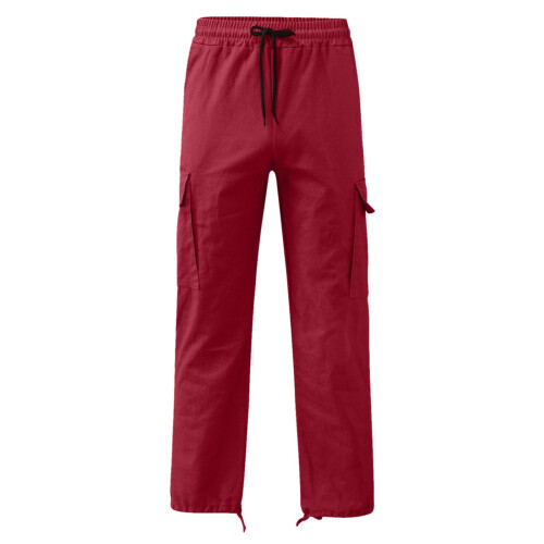 Παντελόνι Cargo Plus Size για άνδρες, μονόχρωμο, casual, με πολλαπλές τσέπες, για υπαίθριες 1