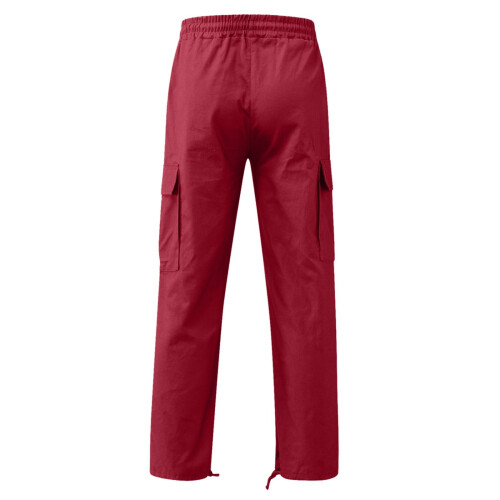 Παντελόνι Cargo Plus Size για άνδρες, μονόχρωμο, casual, με πολλαπλές τσέπες, για υπαίθριες 2