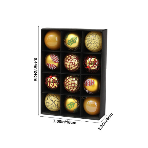 Shatterproof Plastic Christmas Balls Gold 12 pcs 2