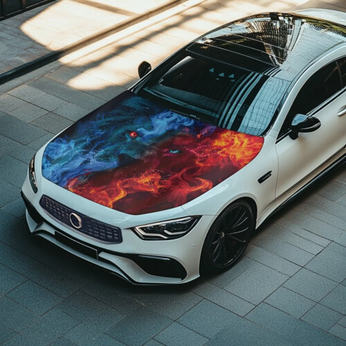 Αδιάβροχο κάλυμμα καπό αυτοκινήτου Ice Fire Lion – Universal, προστασία όλων των εποχών για 1