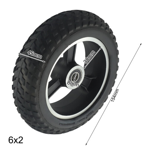 Roda sólida de 6 polegadas F0 para patinete elétrico, 6x1,6 com cubo de pneu sólido, 6x2 10mm 2