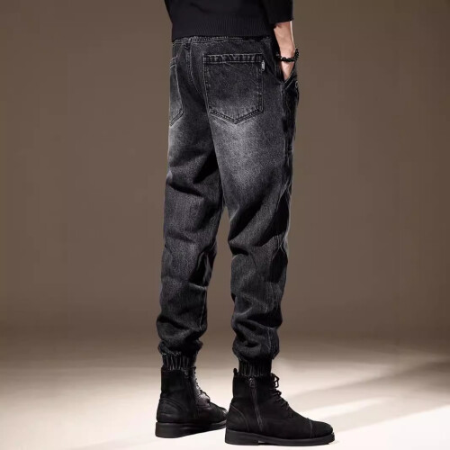 Mens Vintage Jeans, Trendy Patchwork, Washed, Loose Cuffed Style 2