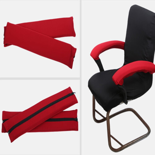 1 Pair Zipper Design Arm Rest Covers Computer - Red, as described 2