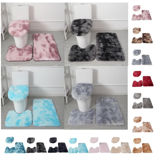 Σετ 3 τεμαχίων τουαλέτας Tie Dyed - Βελούδινο αντιολισθητικό χαλάκι μπάνιου για 2