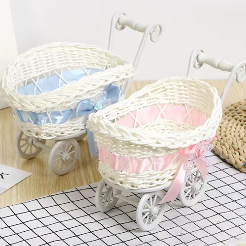 Cochecito de bebé de mimbre para ducha (1 unidad) 1