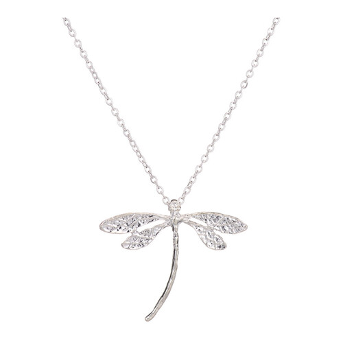 Dragonfly Pendant Necklace Silver Insect Choker 1