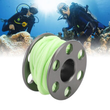 Mini Aluminum Diving Reel Pendant with Luminous Green Cord for Souvenirs Gray