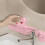Foldable Suction Cup Bathroom Shelf Pink White 25.2 inch 4