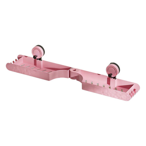Foldable Suction Cup Bathroom Shelf Pink White 25.2 inch 1
