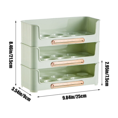 Stackable Green Egg Organizer for Fridge Side Door, 10-Egg Capacity with Timing Slider – Compatible with Most Refrigerators 2