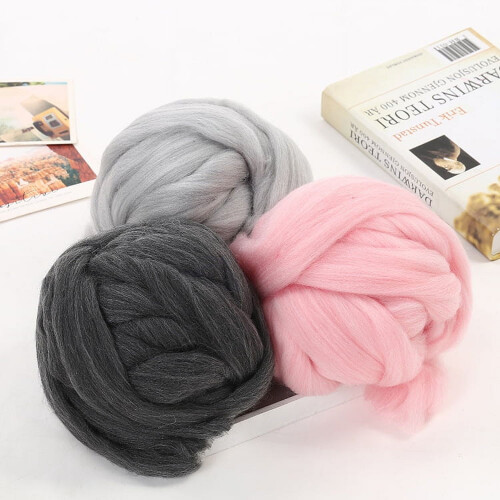 Νήμα Merino Roving 2.2lb για γνέσιμο | Μαλακό χοντρό νήμα Jumbo για κουβέρτα πλεξίματος 2