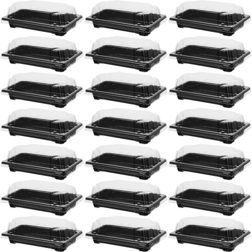 200Pièces Boîtes Repas Noires Jetables Résistantes À Chaleur 1