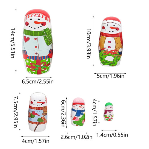 Juego de 5 muñecas rusas navideñas de madera 2
