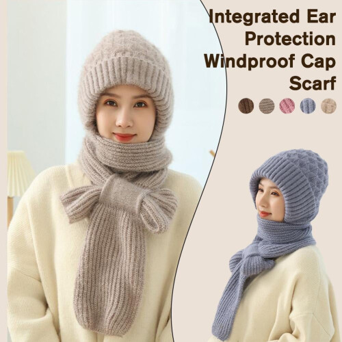 Women's Windproof Hat-Scarf Combo, Polyester, 56-58cm 1