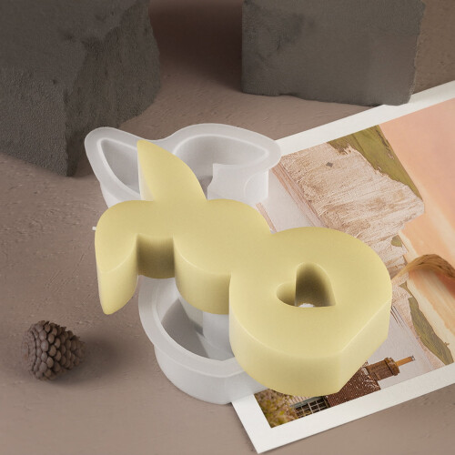 Easter Bunny Silicone Candle Mold Hollow Heart 1pc 2