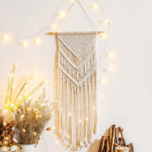 Retro Woven Wall Hanging with Fringe