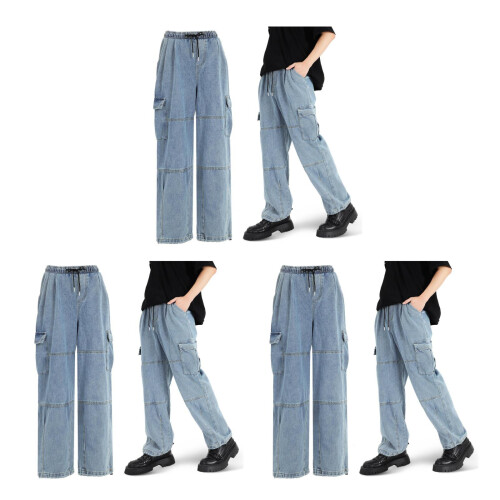 3Pièces Jeans Cargo Large Coupe Ample Coton Résistante 2