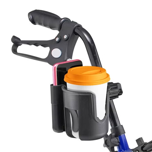 2-in-1 Stroller Cup Holder & Phone Mount – Adjustable Clip, Compatible with Most Strollers 2