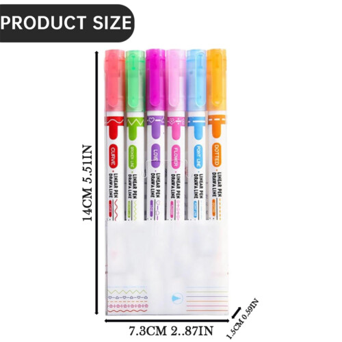 No-Bleed Highlighter Set for Notes & Planners – Dual-Tip, Various Shapes, 5ml, White – Compatible with Diary, Office 2