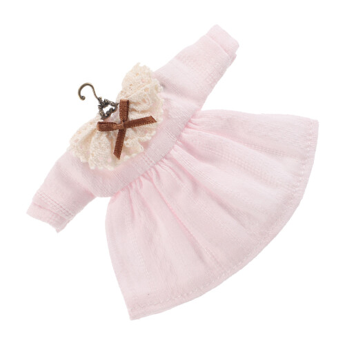 2Pièces Robes Élégantes Rose Dentelle Pour Ob11 Usage Décoratif 1