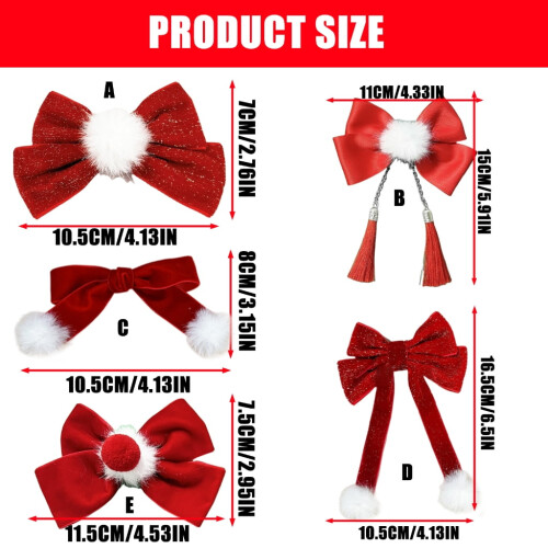 Κλιπ μαλλιών Pompoms για την Πρωτοχρονιά Barrette Sweet Christmas Flat Clip Φουρκέτα 1