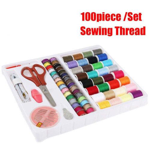 100 -in-1 Sewing Repair Kit Machine Needle and Thread Box Needlework Travel 1