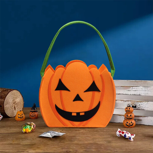 Τσάντες για κεράσματα ή κόλπα για το Halloween: Πορτοκαλί τσάντες από τσόχα με 1