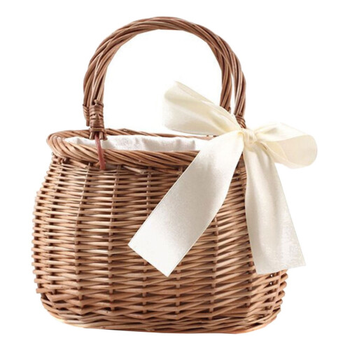 ULTNICE Boho Beach Bag Hand Basket Wicker Rectangular 1Set 1
