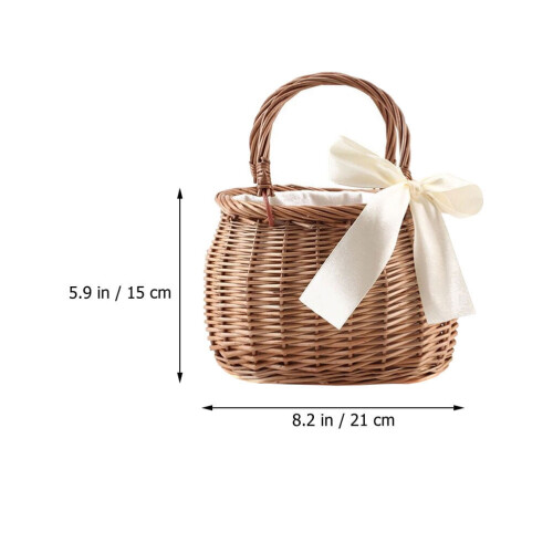 ULTNICE Boho Beach Bag Hand Basket Wicker Rectangular 1Set 2