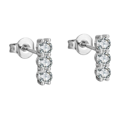 Σκουλαρίκια CZ Stud με φιόγκο και σχέδιο καρδιάς με χάντρες 1 ζευγάρι 1