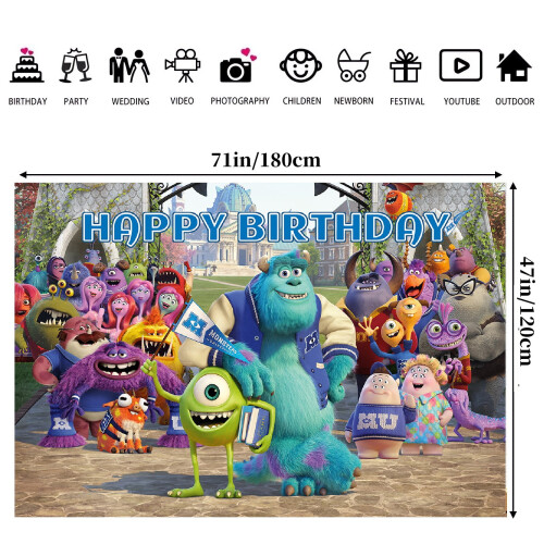 Sfondo per compleanno a tema Monster University, 7147 pollici 1