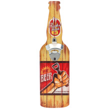 Ouvre-bouteille mural en bois, fabriqué artisanalement, avec jeu à boire intégré, profil mince pour une installation peu encombrante et finition