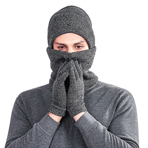 Ensemble bonnet d'hiver en maille Cheers avec cache-cou et gants 2