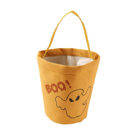 Halloween candy basket pumpkin canvas tote reusable portable 1
