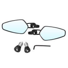 180Degree Adjustable Motorcycle Handlebar End Mirrors CNC Billet Aluminum Housing Optical Grade Acrylic Universal Fit Anti Glare Mirror Easy To