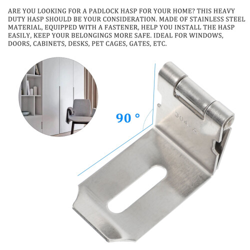 2-Pack 4-Inch Padlock Latch Door Lock Heavy Duty Security Hardware 1