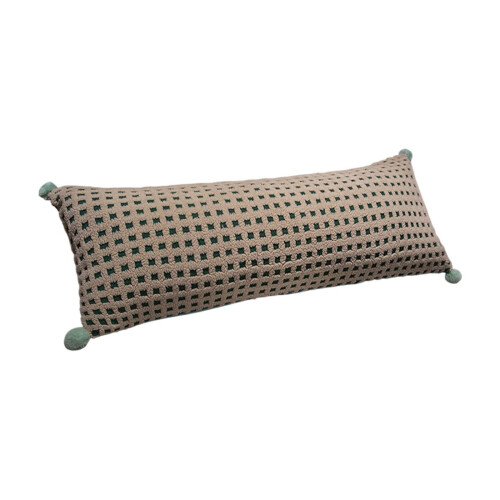 Boho Lumbar Throw Pillow 23.62", Velvet Rectangular Cushion for Bed/Couch, Side Sleeping Leg Clamp, with Case 1