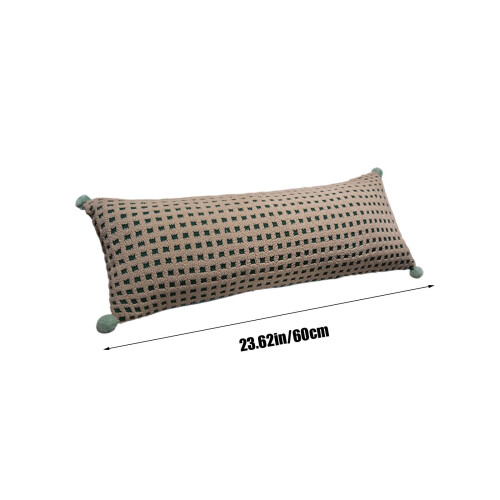 Boho Lumbar Throw Pillow 23.62", Velvet Rectangular Cushion for Bed/Couch, Side Sleeping Leg Clamp, with Case 2