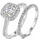 Δαχτυλίδι Moissanite & CZ από ασήμι 925 για γυναίκες – Σετ γάμου, αρραβώνων, νυφικού, 4