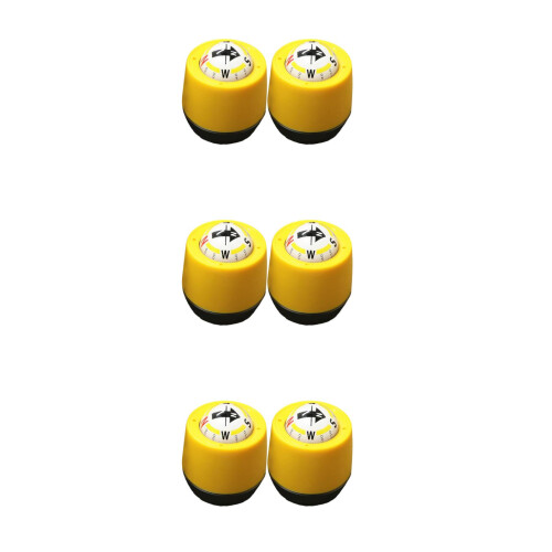 6Pcs Car Compass Dashboard Yellow ABS Portable Auto Direction Guide 1