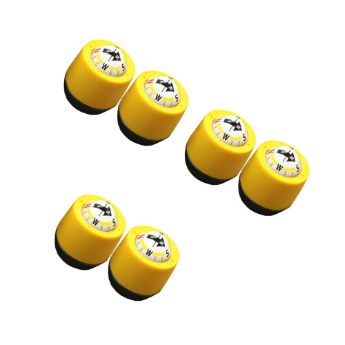 6Pcs Car Compass Dashboard Yellow ABS Portable Auto Direction Guide 2