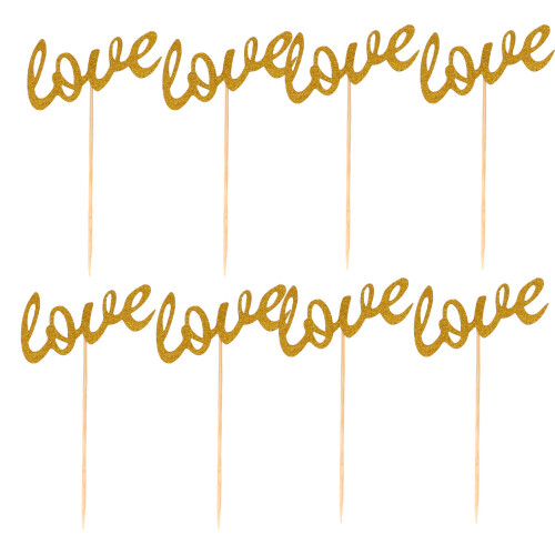 60Pièces Décorations Gâteau Dorées Éco-Responsables Motif Amour 1