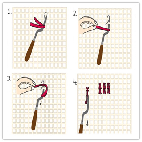 Free Pattern Rug Hooking Mesh Canvas Wooden Bent for Latch Hook DIY Kit Tool for 1