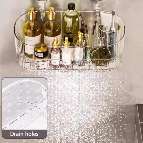 No-Drill Bathroom Suction Storage Box – Heavy Duty, High Capacity, Bottom Drainage, Easy Remove, Secure Suction, Wide Open Design 2