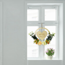My Home Welcome Sign with Heart Garland | Wooden Wall & Door Decor