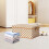 Fabric Storage Box with Lid, Brown/White Square Cloth Bin for Clothes, Foldable Wardrobe Organizer 5